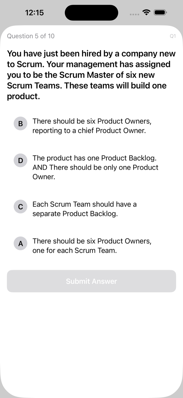 Detailed question view with explanation